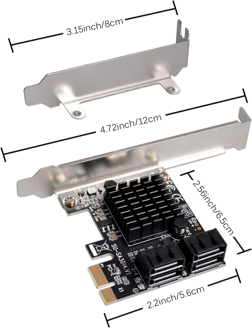 کارت کنترلر PCI-E 1x برای اتصال 4 درایو SATA مدل SU-SA3014