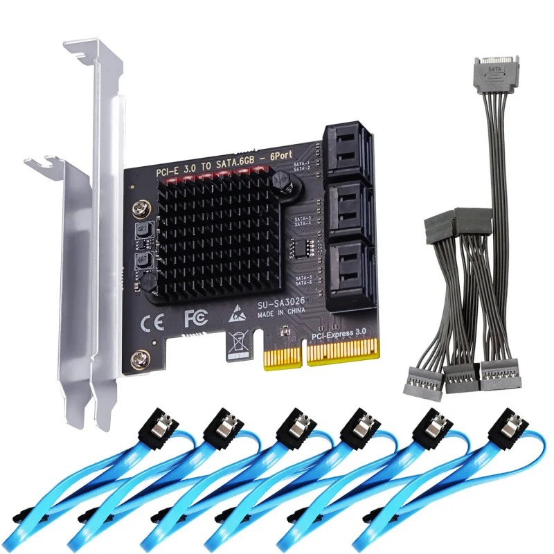 کارت کنترلر PCI-E 1x برای اتصال 6 درایو SATA مدل SU-SA3026